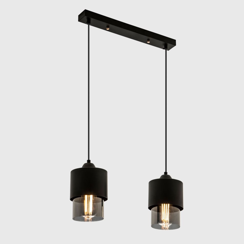 Подвесной светильник 40*12*80 см, Е 27 2x60W, Чёрный, Дымчатый MODEMODERN MD.0650.2