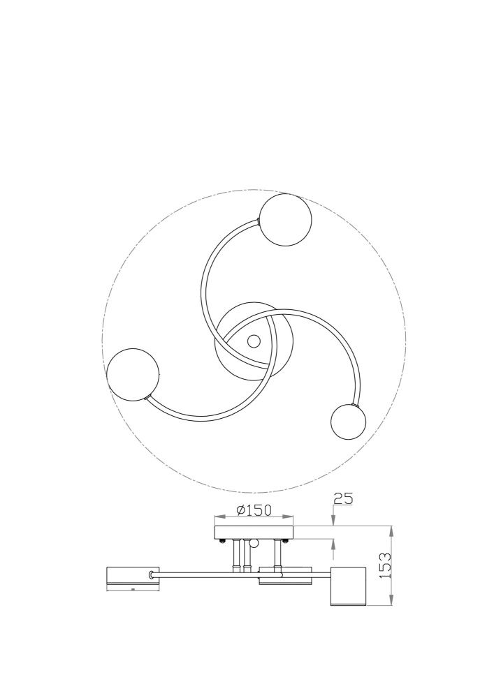 Потолочный светильник 48*48*15-15 см, *LED*6W, 4000K, Freya  FR6048CL-L6B, Черный