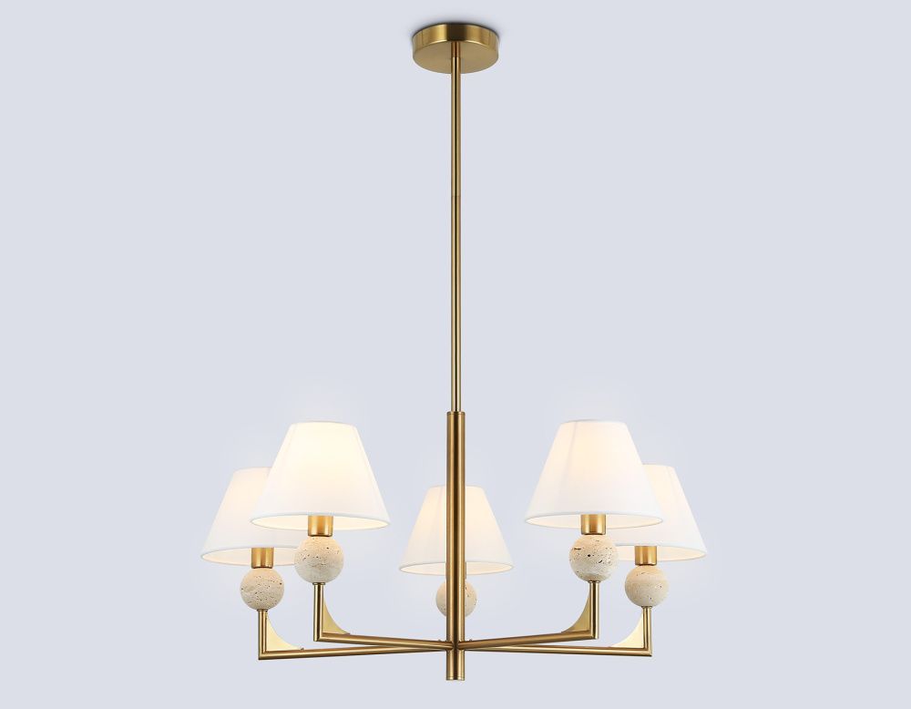 Люстра на штанге с абажурами **58- см, 5*E14*40W, K, Ambrella Light High Light LH75159, латунь