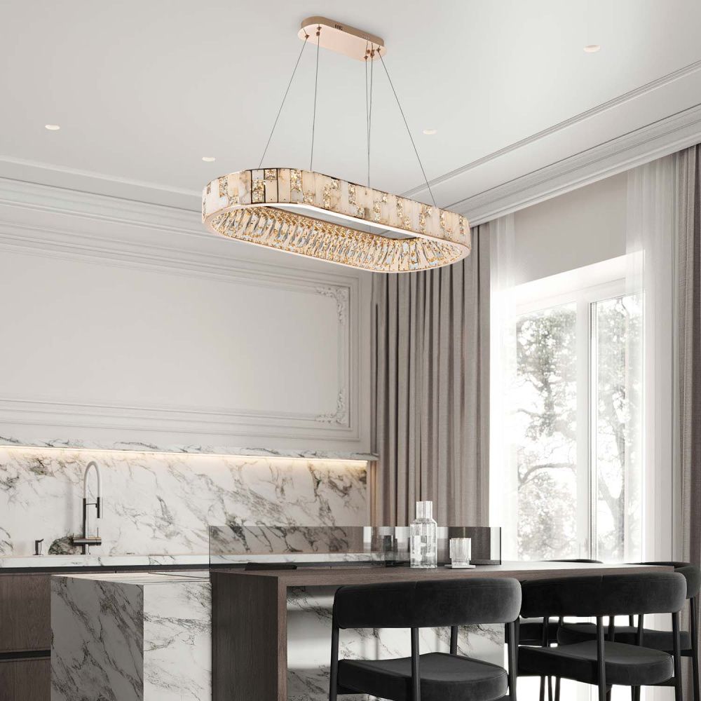 Подвесная люстра 99 см, 84W, 3000-6000K, MODELUX premium ML.6988.1000P GD, золото