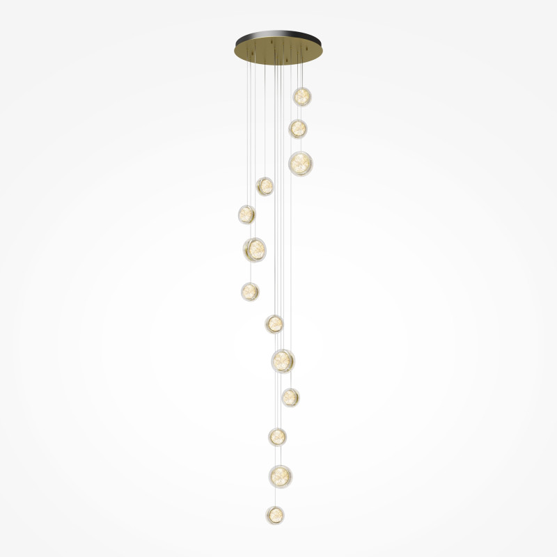 Каскадная люстра 60*60*367 см, LED, 3000К, Maytoni Pharao MOD361PL-L58BS3K латунный