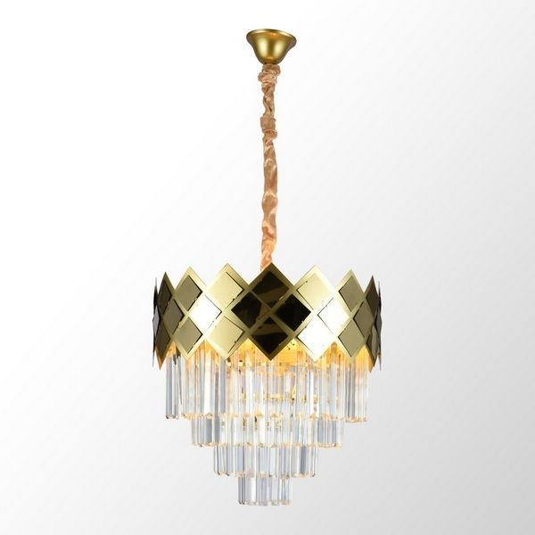 Подвесная хрустальная люстра 50 см, Lussole Presidio LSP-6019, золото