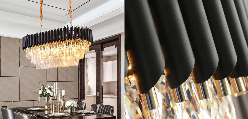 Подвесная люстра Empire Black Rectangular Chandelier Crystal 100*30*32 см, 6*E14*40W, ImperiumLoft 40.2893, Золотистый
