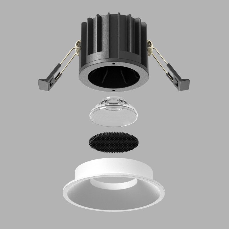 Встраиваемый светильник 8 см, 12W, 2700K, Maytoni Round DL058-12W2.7K-W, белый