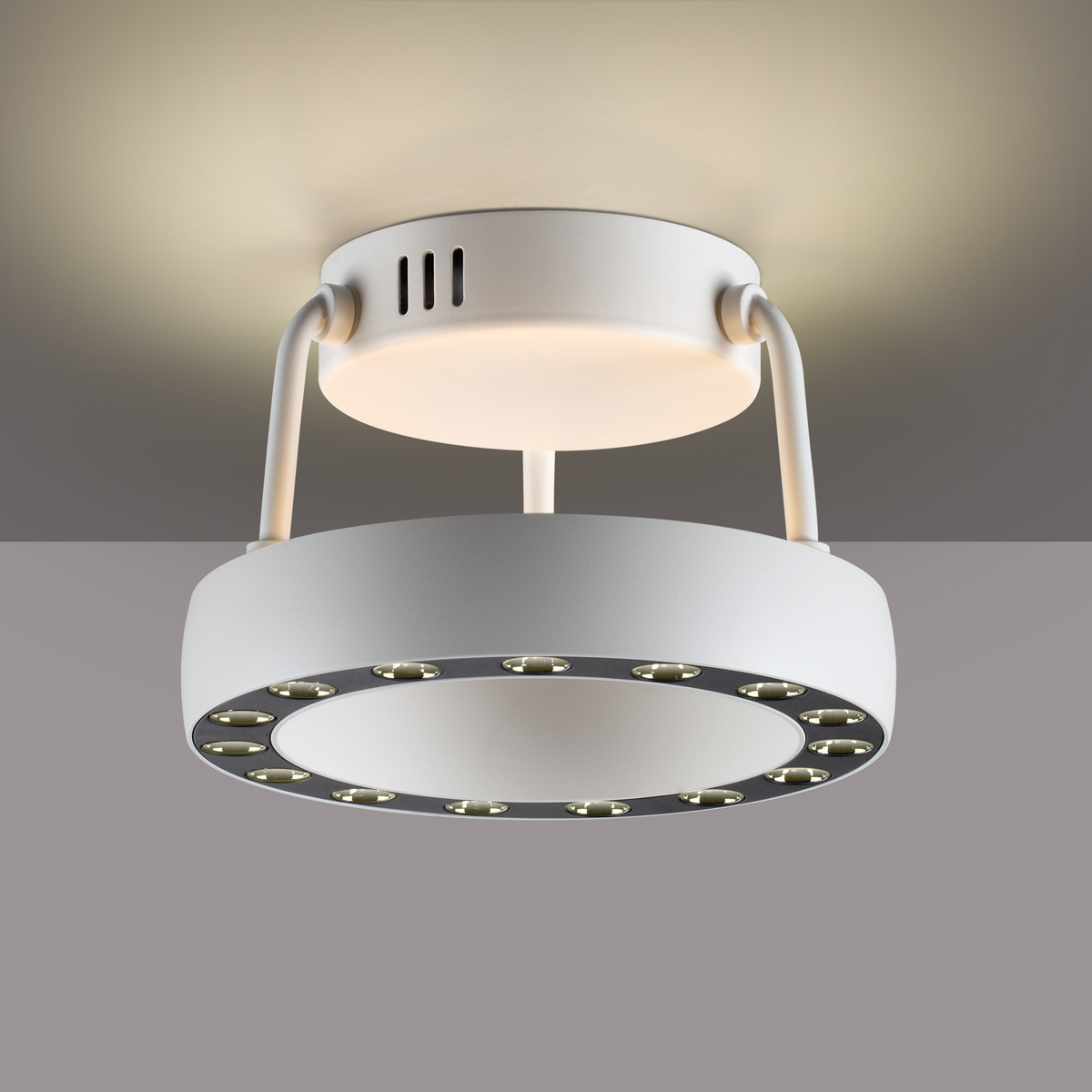 Светильник накладной светодиодный 17,6*17,6*12,5 см, 2*LED*12W вниз + 5W вверх 3000K Novotech Turn 359397 белый