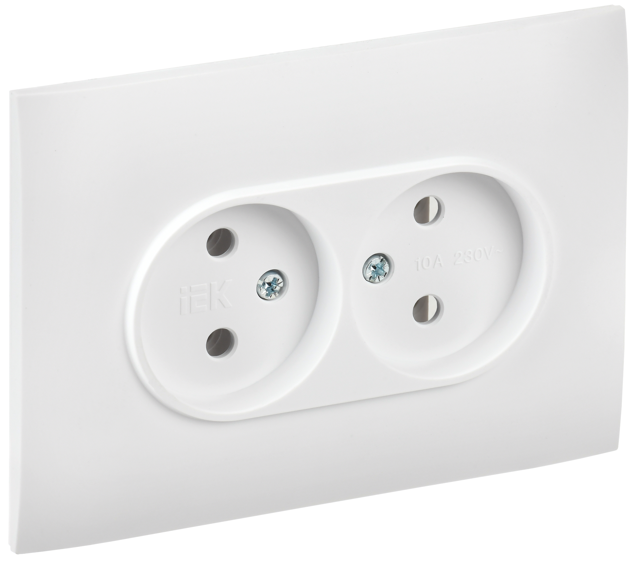 SKANDY Розетка 2-я без з/к/ш 10А в сб. SK-R10W арк. бел. IEK, SK-R20-10-K01-F