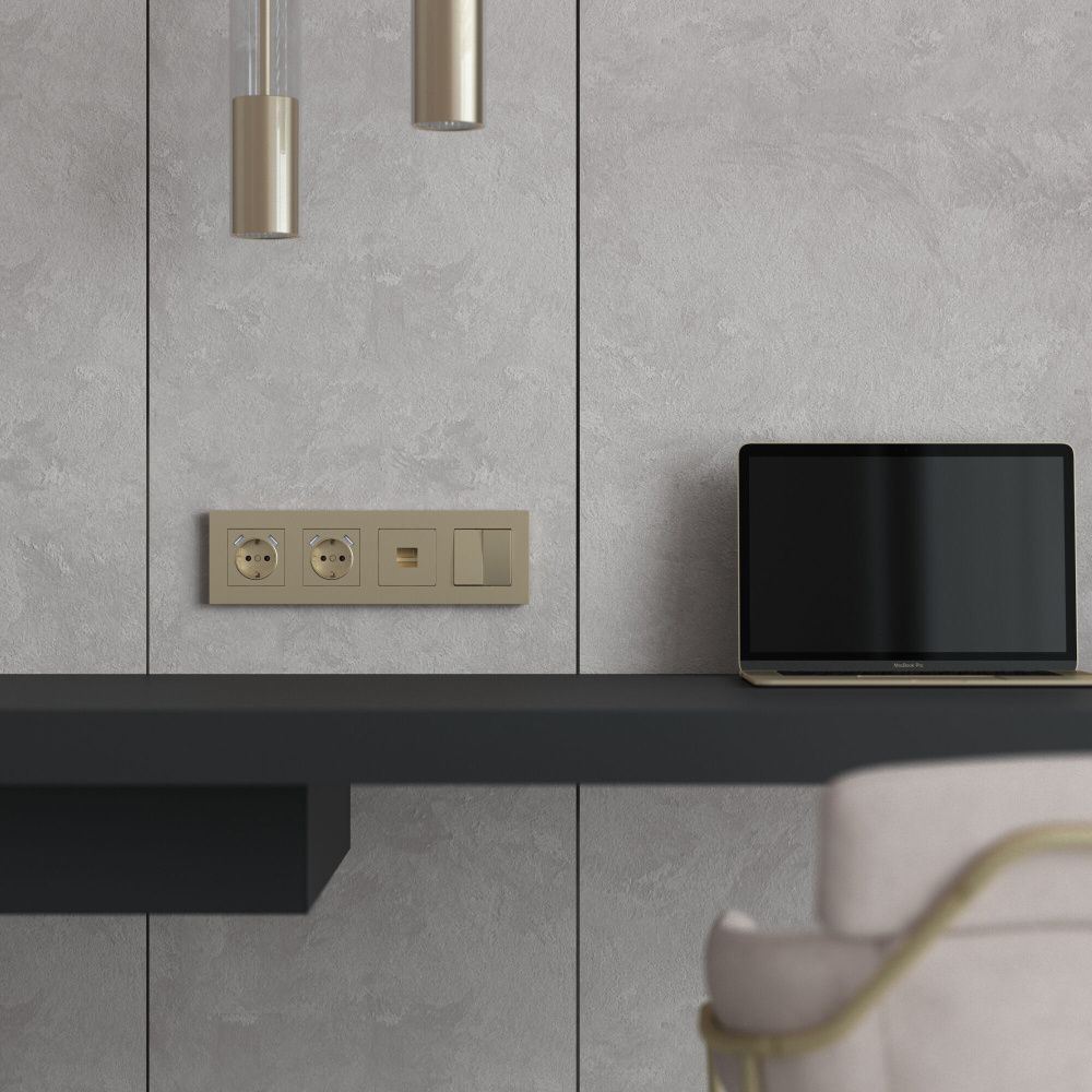 W0042911 Рамка на 4 поста Slab, шампань софт Werkel, 4690389218446