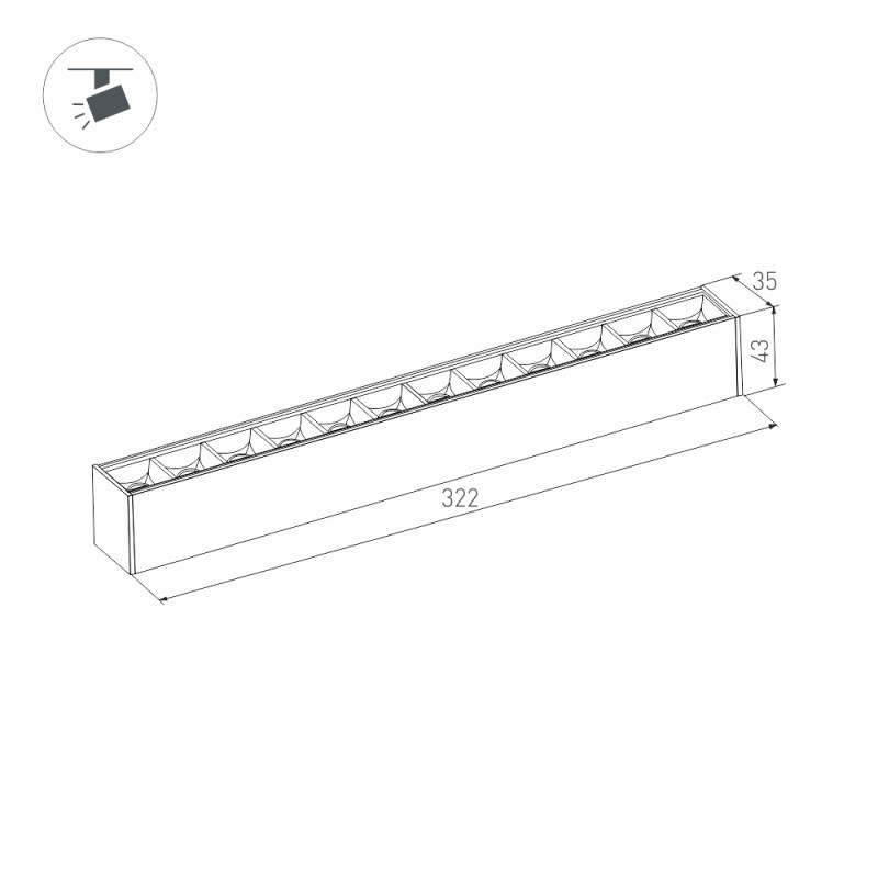 Светильник на шине Arlight 026937 32,2*3,5*4,3 см, 12W, белый (теплый)K, Светильник для магнитного шинопровода