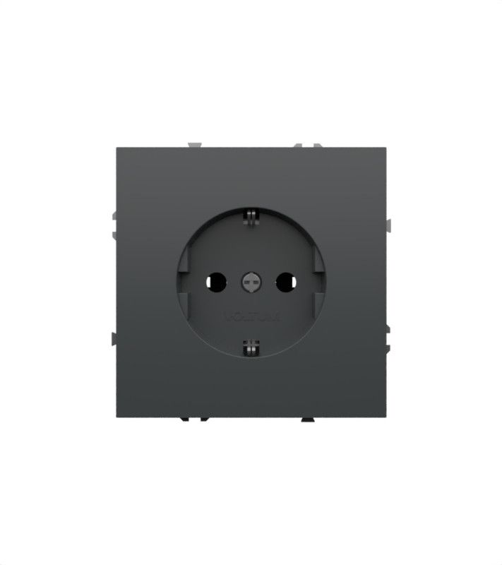 Розетка встраиваемая Voltum S70 с заземлением 16А, титан пластик Soft touch VLS040106