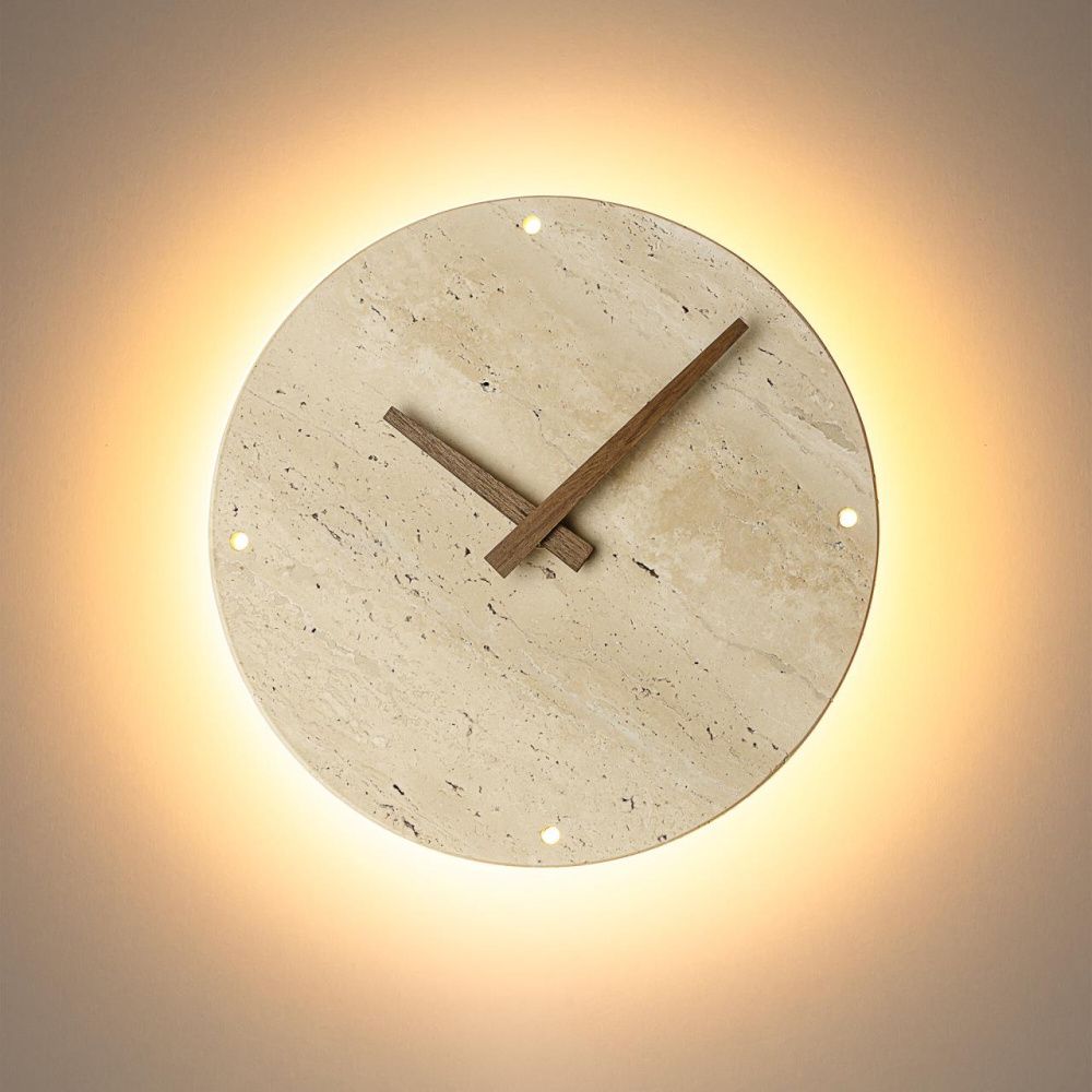 Светильник настенный с часами 23 см, 12W, 3000K, Citilux MARES CL246015 LED,  камень