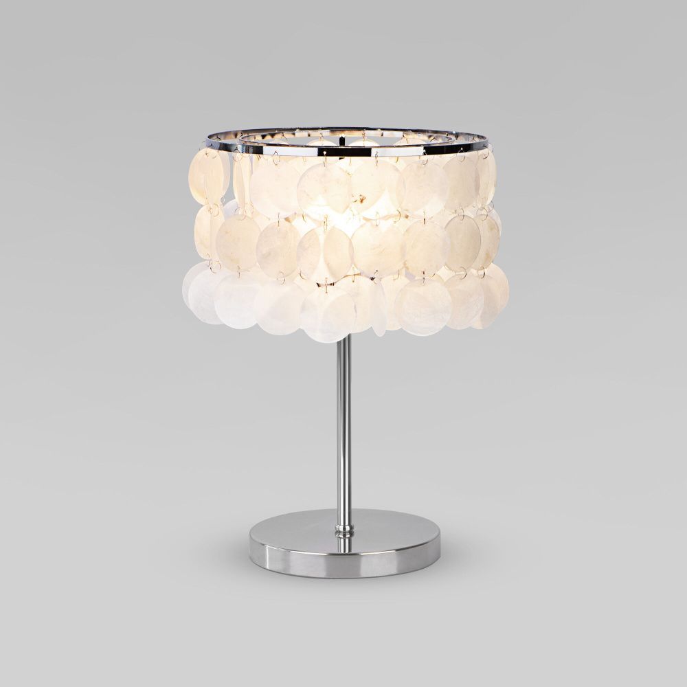 Настольный cветильник 20*20*35- см, 1*E27*40W, Eurosvet Sandra, 208101 хром/перламутр, 4690389217173