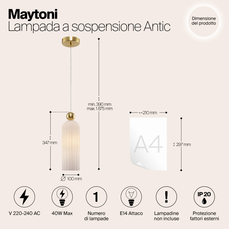 Светильник 10 см, Maytoni Antic MOD302PL-01W, латунь