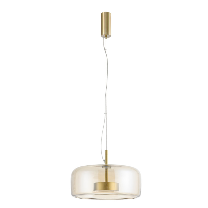 Подвесной светильник 38*180 см, 21W, Favourite Reflex 4235-2P Стекло янтарного цвета, матовое золото и белый акрил