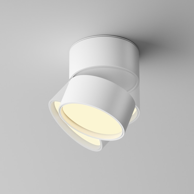 Накладной светильник 8,5*8,5*8 см,  LED, 12W, 3000К, Maytoni Technical ONDA C024CL-12W2.7K-W-1 белый