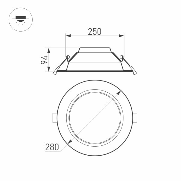 Светильник Downlight Arlight 027629(1) *28*9,4 см, 40W, белый (регулируемый)K,