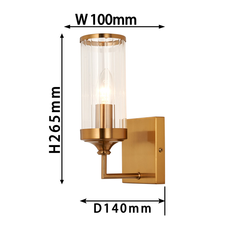 Бра Favourite Basis 2927-1W, D140*W100*H265, античной латуни, плафон из прозрачного стекла