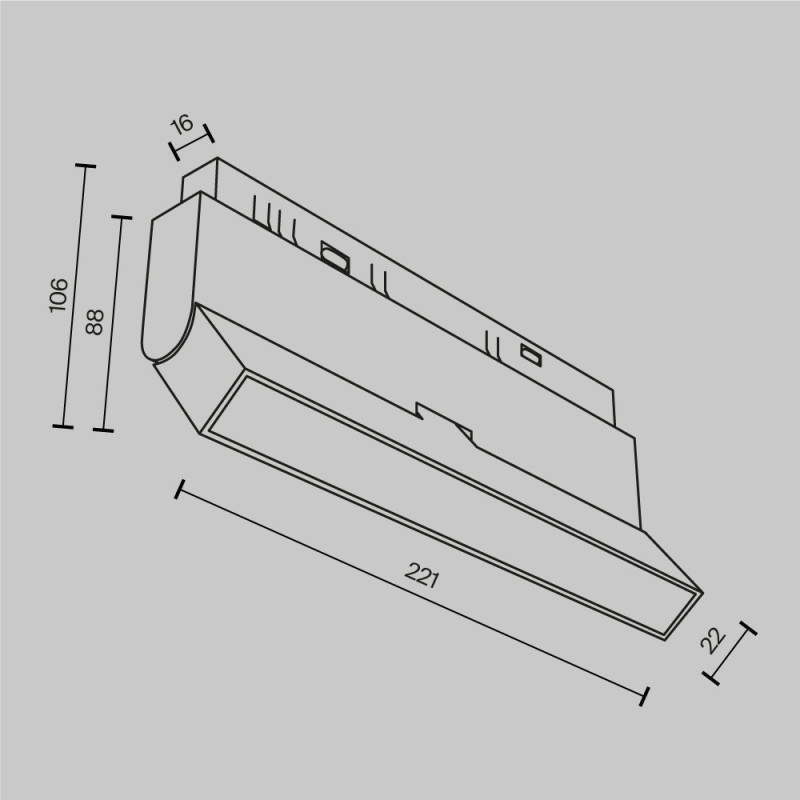 Трековый светильник 2,2*22,1*10,6 см, LED 12W 2700K 120° Maytoni Technical Basis Exility TR036-2-12W2.7K-B черный
