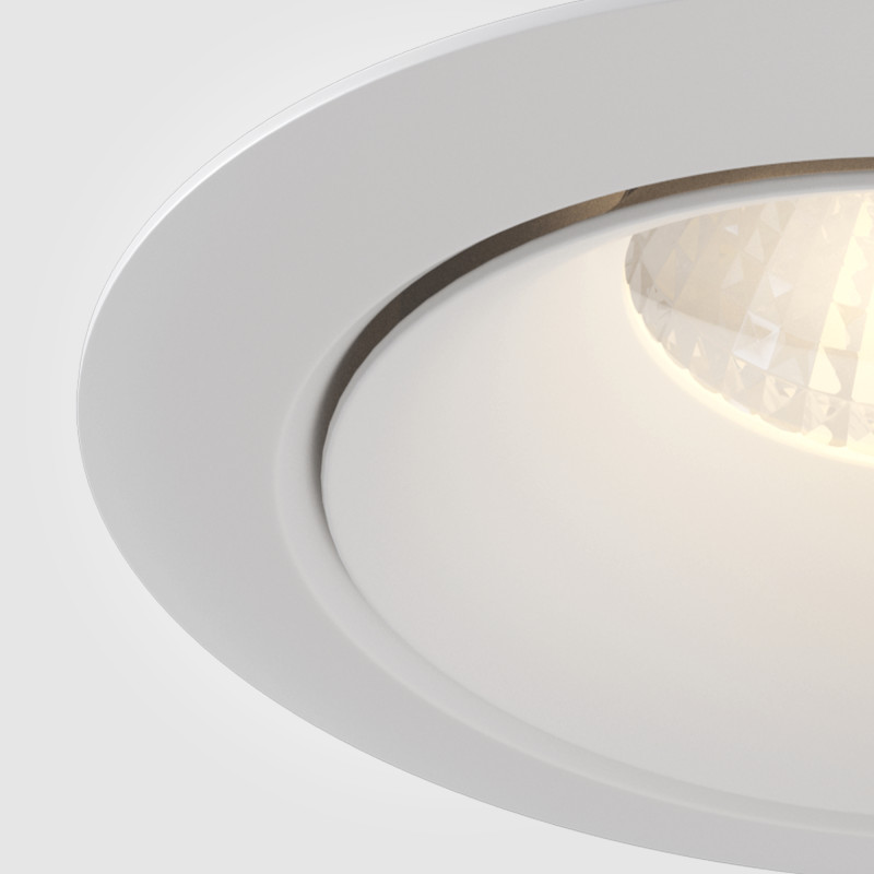 Светильник, 9.8 см, 12W, 3000К, белый, теплый свет, Maytoni Zoom DL031-2-L12W, встраиваемый светодиодный