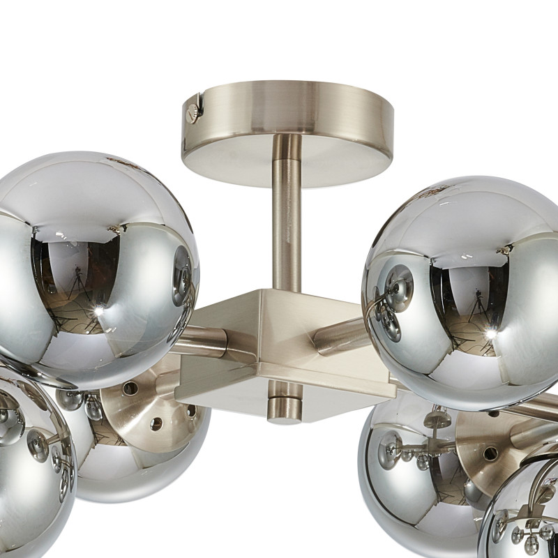 Люстра Favourite Varietas 2650-10U, L810*W430*H235, никель, плафоны из выдувного стекла дымчато-серого цвета