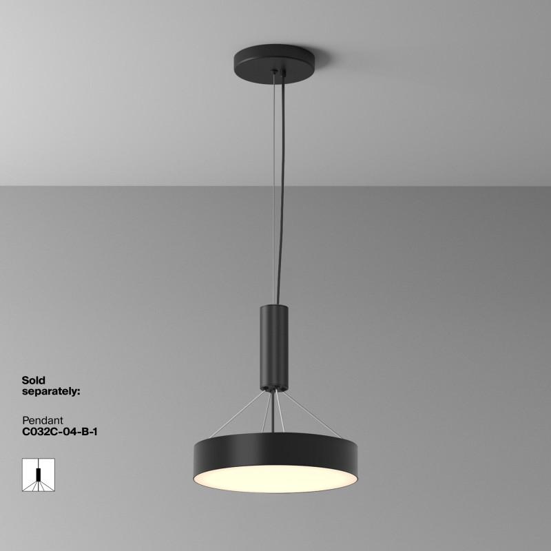 Накладной светильник 30*30*6 см, LED, 36W, 3000К, Maytoni Technical Zon C032CL-36W3K-RD-B черный