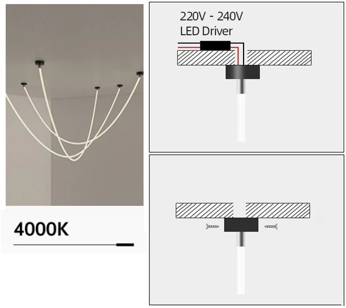 Светильник подвесной ElegantLight DZN-8308 SILICONE  D22/H1000/1/LED/4000K 24-07 (1/10) 220v
