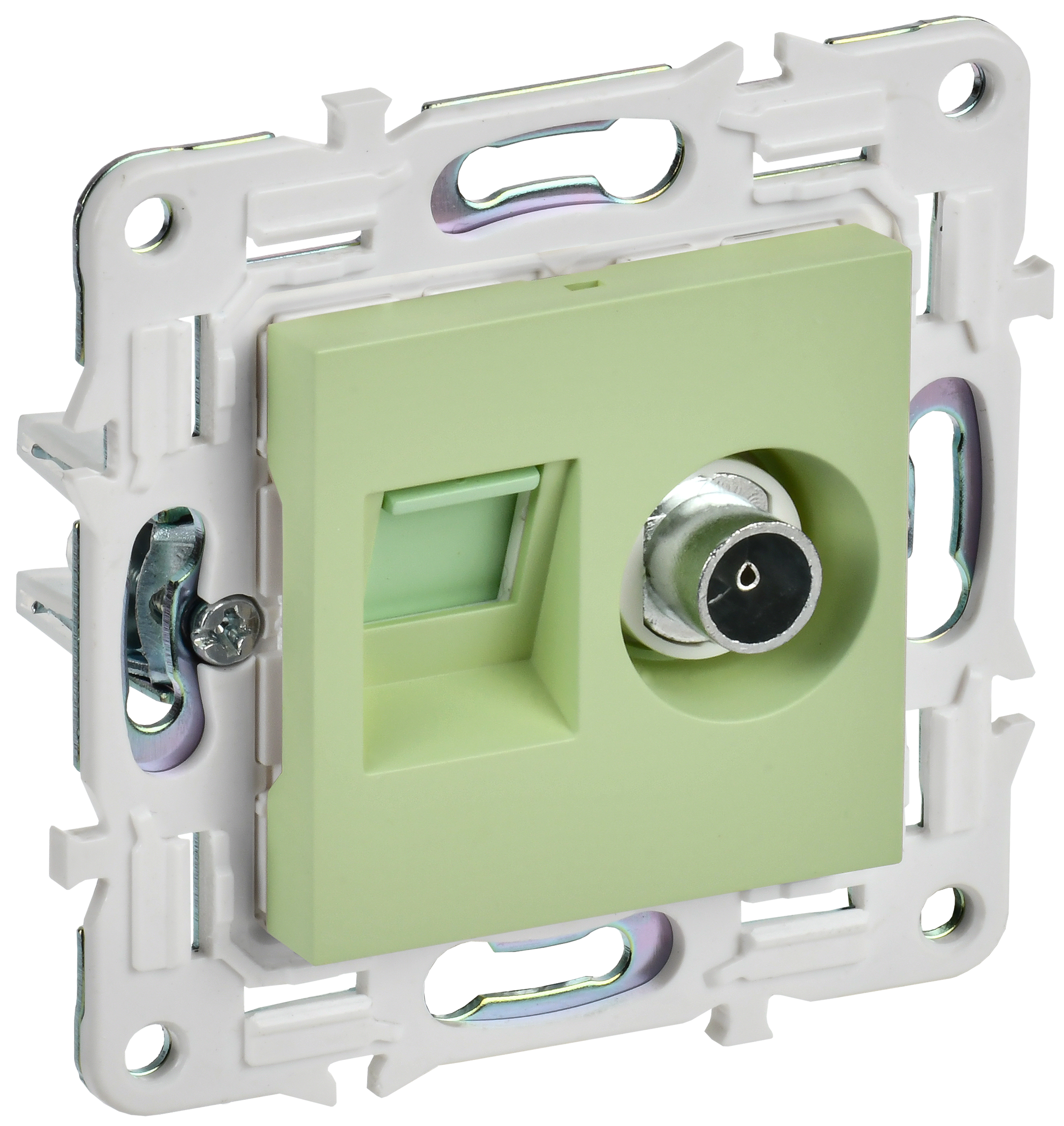 SKANDY Розетка двойная TV+RJ45 кат.5E SK-A14M мятн. IEK, SK-AK20-1-K06