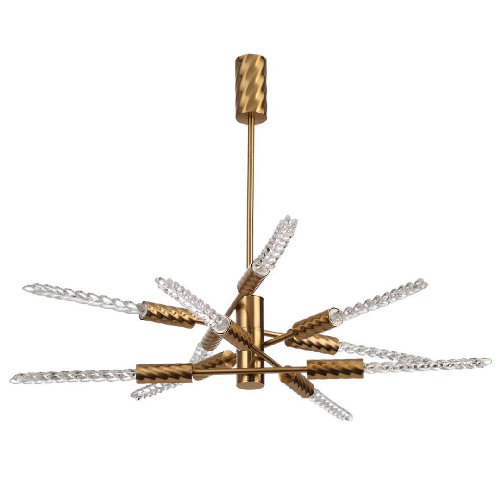 Люстра на штанге 83 см, 28W, 3000K, Odeon Light L-vision Kolos 5449/28L, латунь