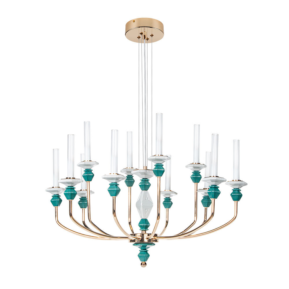 Люстра 57*82 см, 1*LED, 21W, 3000K Divinare Capello 4947/01 SP-12, Золото Белый Зеленый