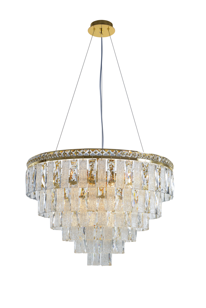 Люстра Ø600 x H450(1450), мм, 14*40W (560W), GOLD+CLEAR (Золото + Прозрачный Хрусталь) NewRgy 2893E/14 GOLD+CLEAR