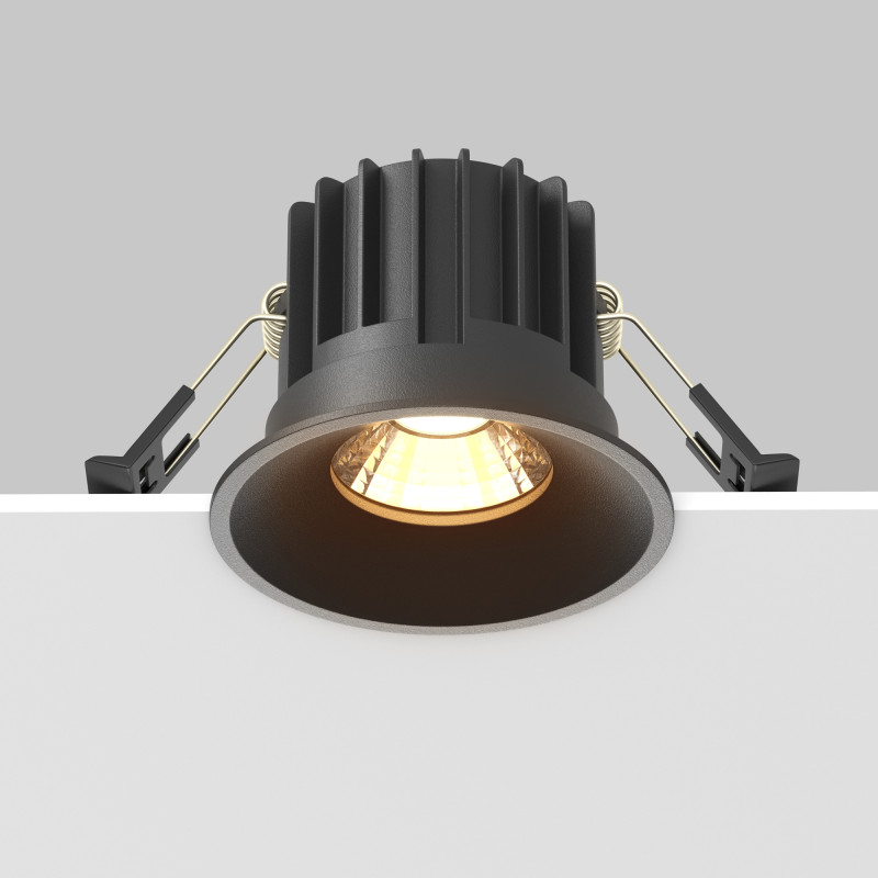 Встраиваемый светильник 8 см, 12W, 2700K, Maytoni Round DL058-12W2.7K-B, черный