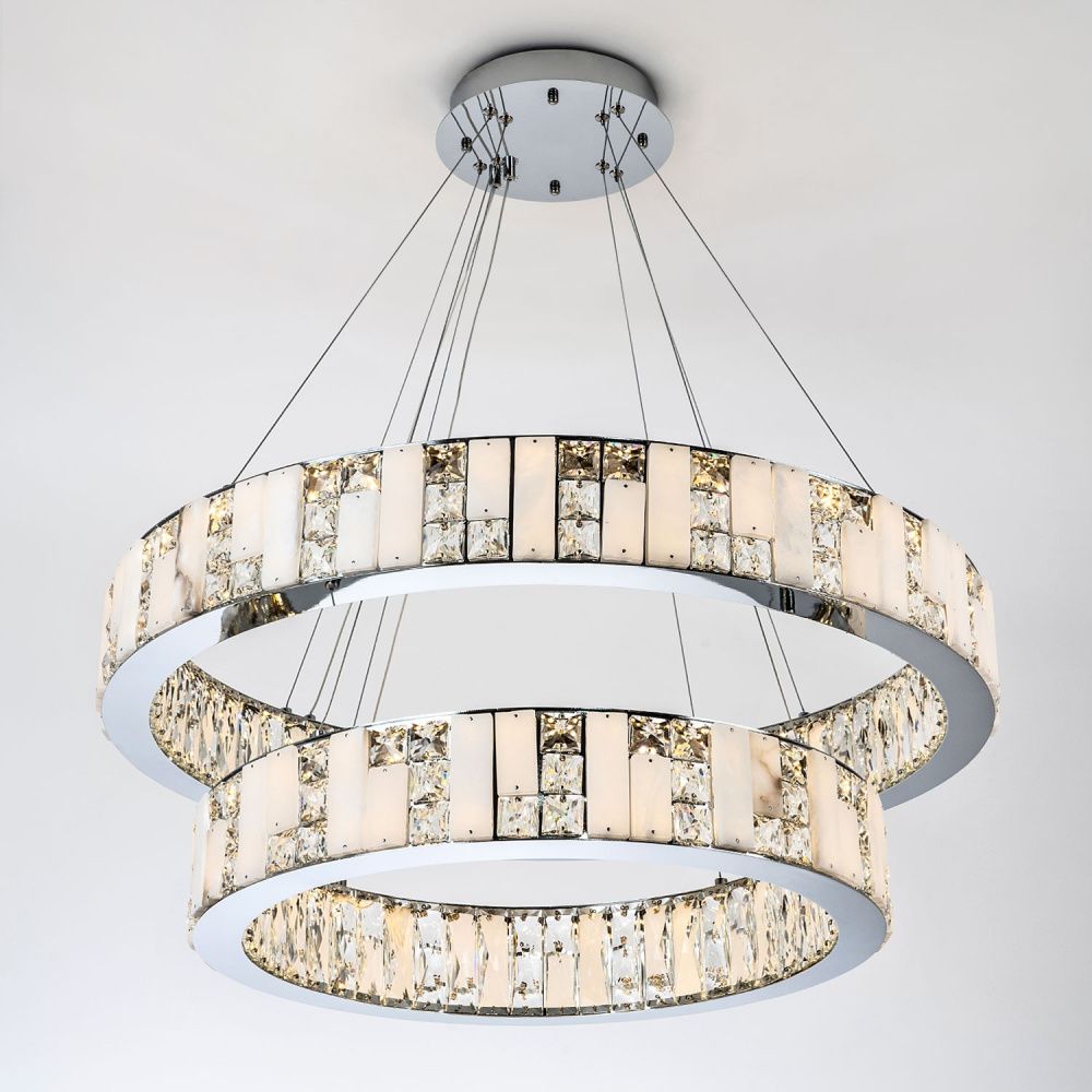 Подвесная люстра 80x80см, LED, 72Вт, 3000 / 6000K, Modelux ML.6985.800.600P CR Хром