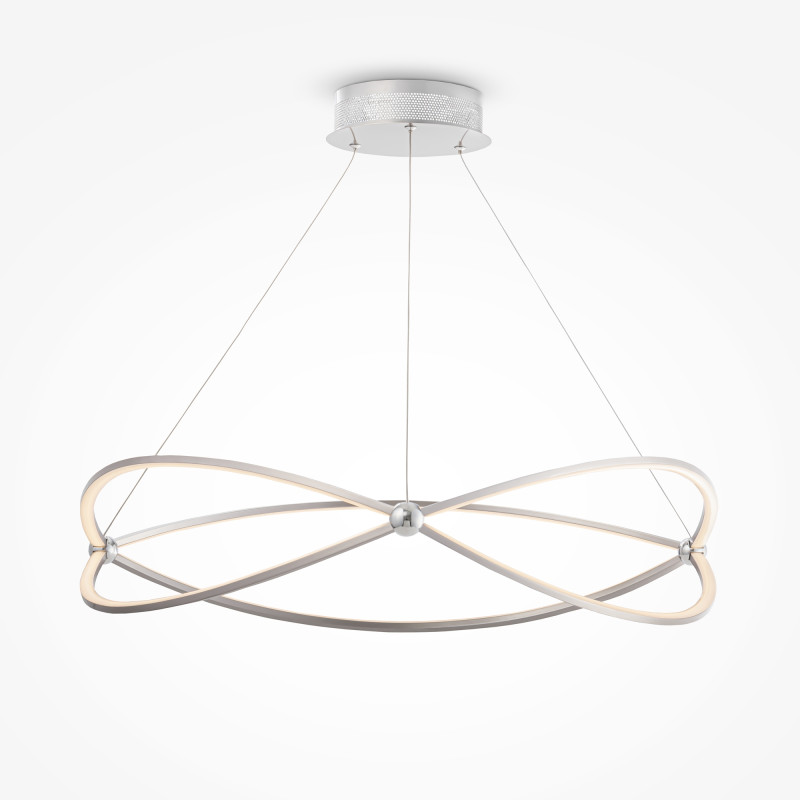 Подвесной светодиодный светильник Maytoni Weave MOD062PL-L56CH3K, 56W LED, 3000K, диаметр 80 см, никель