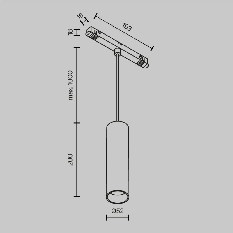 Светильник на шине 5,2*5,2*121,9 см, LED, 12W, 4000К, Maytoni Technical FOCUS LED TR041-2-12W4K-BBS латунный