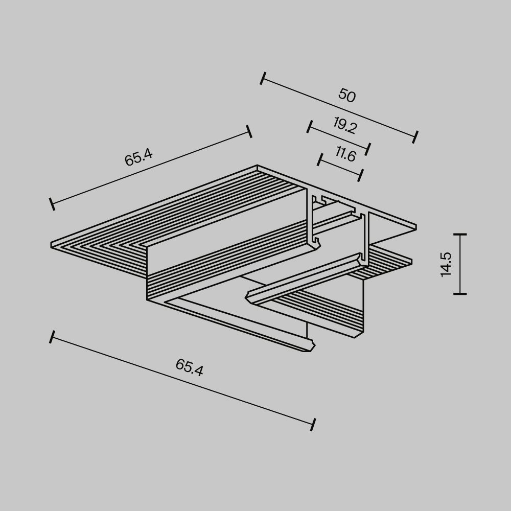 Угол-соединитель 90° Exility X встраиваемый под ГКЛ 12,5мм, черный 6*6*1 см, Maytoni Technical  TRA239CLS-42.12B, Черный