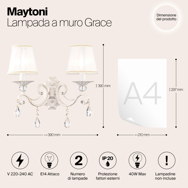 Бра Maytoni ARM247-02-G Кремовое золото