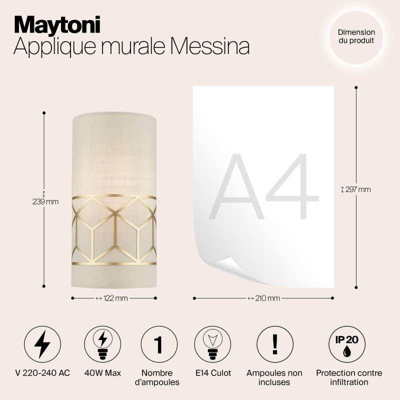Настенный светильник Maytoni Messina H223-WL-01-G, золото