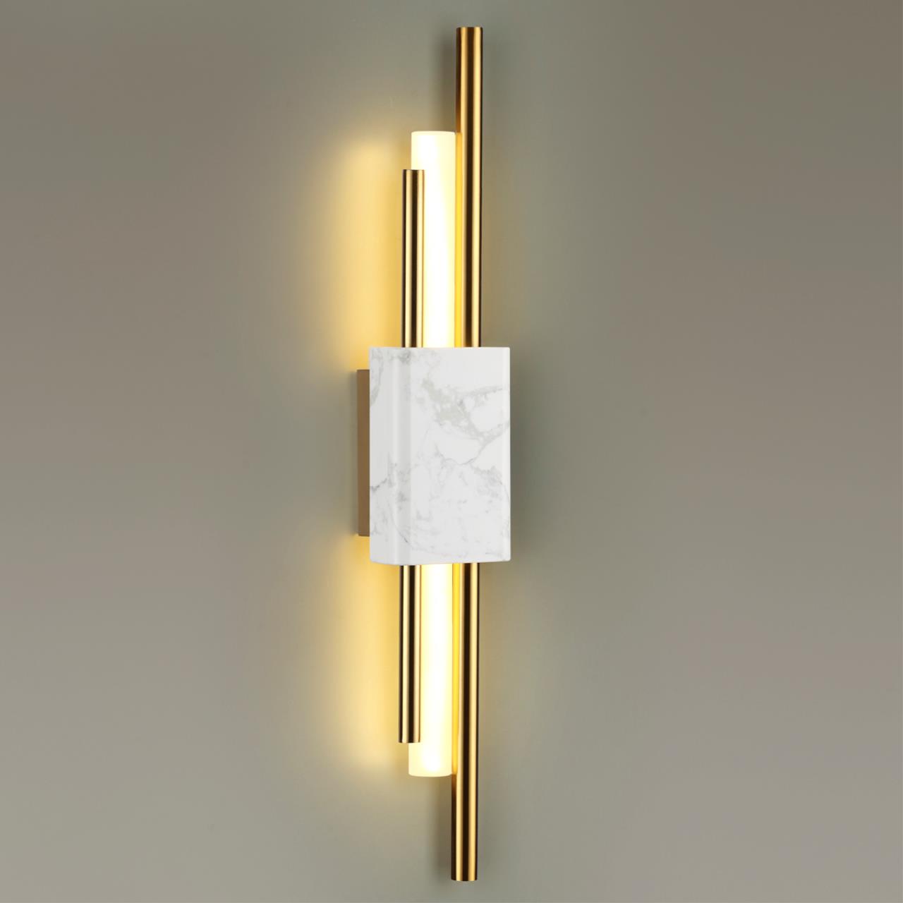 Светодиодный светильник 60 см, 10W, 3000K, Odeon Light MARMI 4359/10WL, золото-белый мрамор