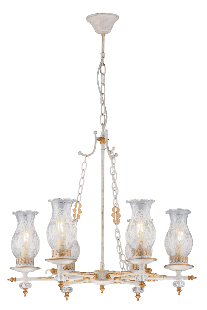 Люстра Ø640 x H550(900), мм, 6*40W (240W), PAINTING WHITE (Белый с позолотой) Sfera Sveta 002/6A PAINTING WHITE