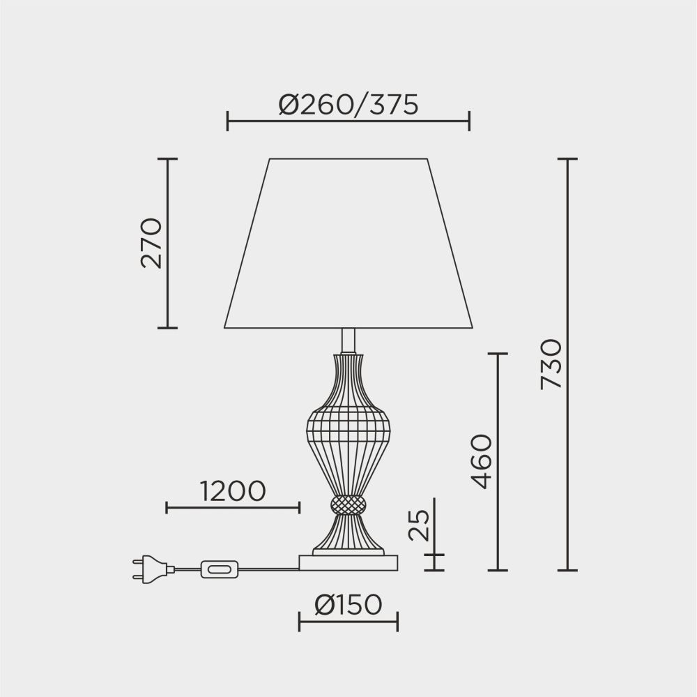 Настольный светильник 37*65 см, Е27 MODELUX ML.5506.01TL CR хром