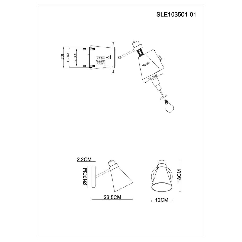 Бра 12 см,  EVOLUCE BIANE SLE103501-01 Белый