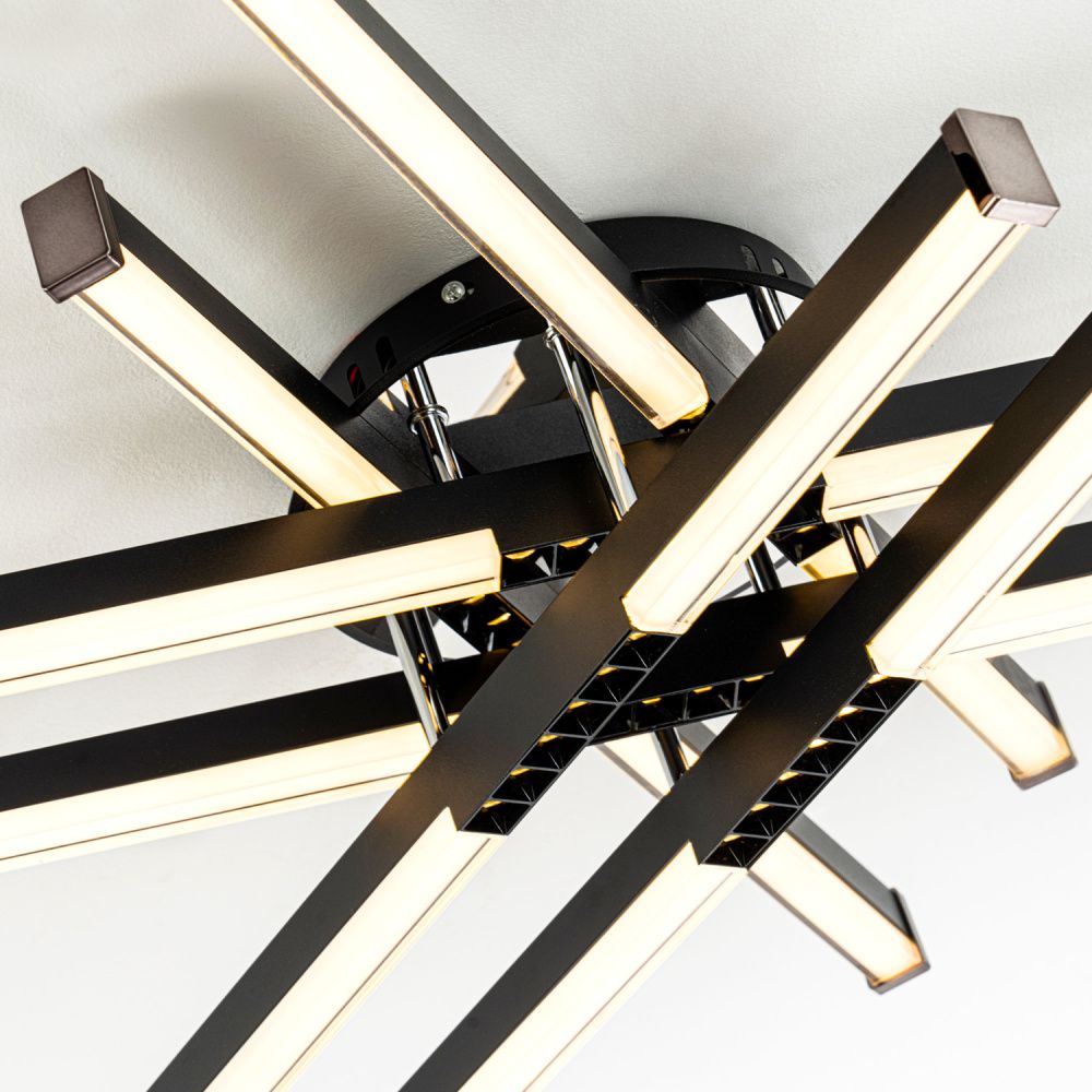 Светильник 70*70*15 см, LED*80W, 3000-6000K, Modelux  MDL.9374.600CL BK, Чёрный, Хром