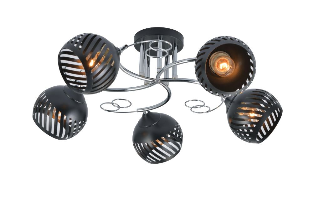 Люстра L600 x W600 x H230, мм, 5*40W (200W), CHROME+BLACK (Хром+Черный) Rilon 29027/5 CHROME+BLACK