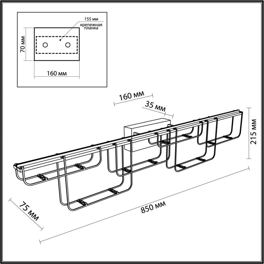 Настенный светильник 85**-21,5 см, 24*LED*12W, 3000K, Odeon Light ZAHA 7060/12WL, золото