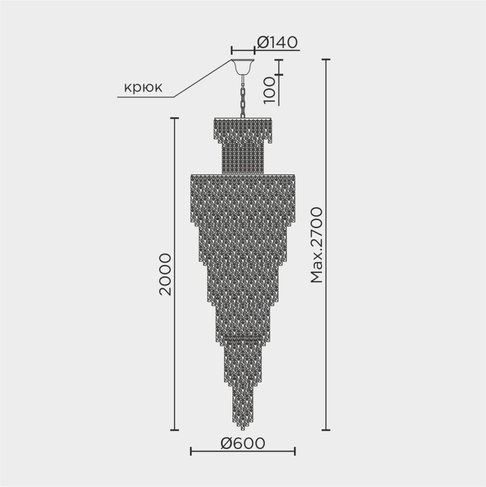 Люстра 60*200 см, 47*Е14*40W, Modelux  ML.977.47 CR, Хром