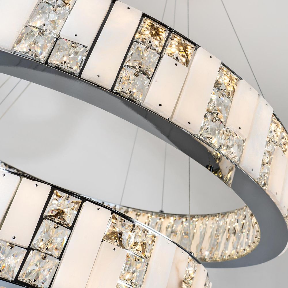 Подвесная люстра 80x80см, LED, 72Вт, 3000 / 6000K, Modelux ML.6985.800.600P CR Хром