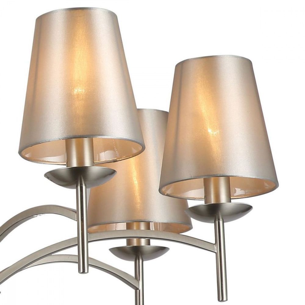 Люстра F-Promo Velum 2906-7P, D800*H520, никеля, плафоны из серой атласной ткани, декоративный стеклянный элемент