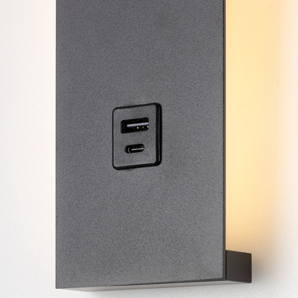 Светильник с выключателем 8*30 см, 14W, 3000K Чёрный Citilux Декарт CL704471 LED USB