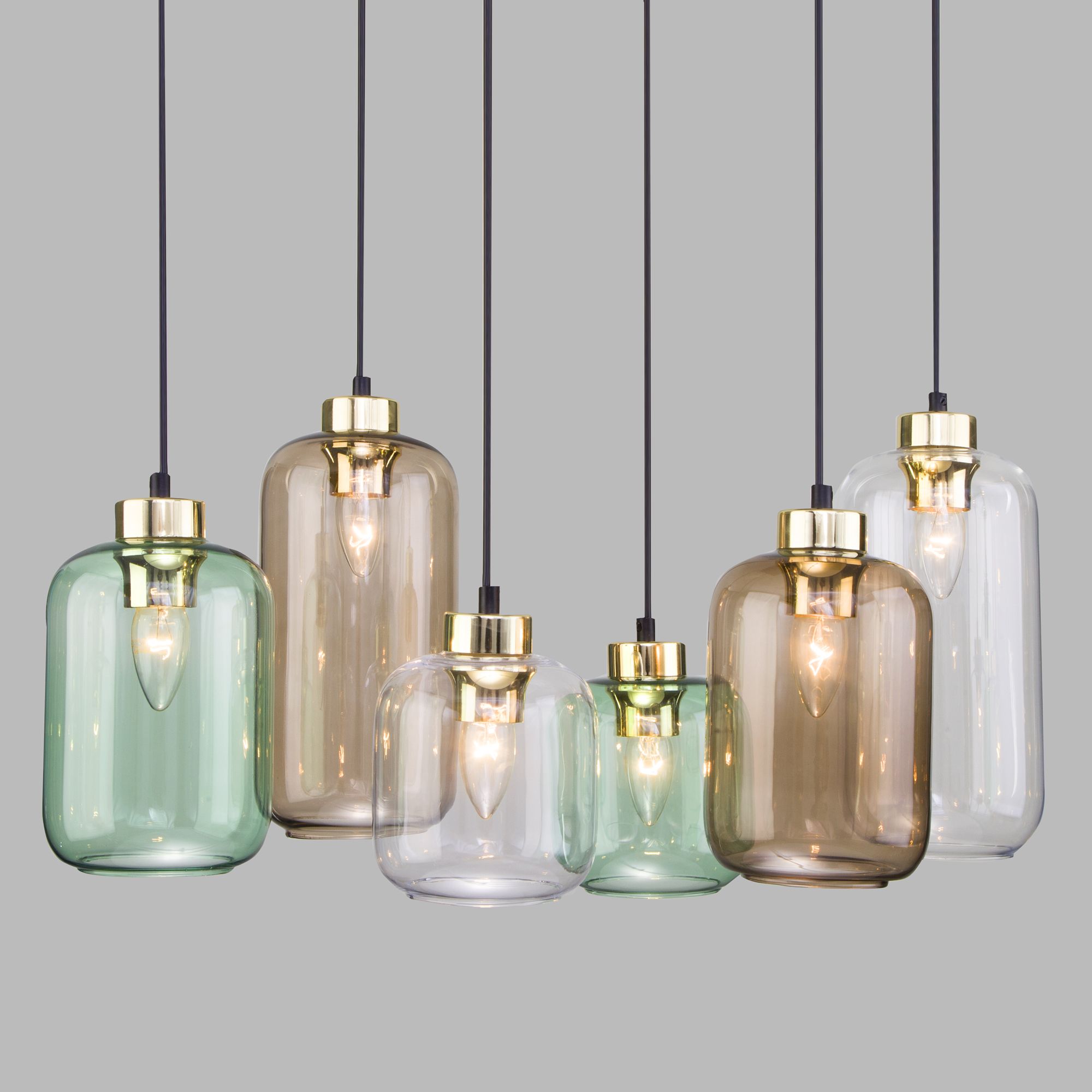 Подвесной светильник с плафонами 80*40*130 см, 6*E27, W,  TK Lighting Marco 3328, черный;золото