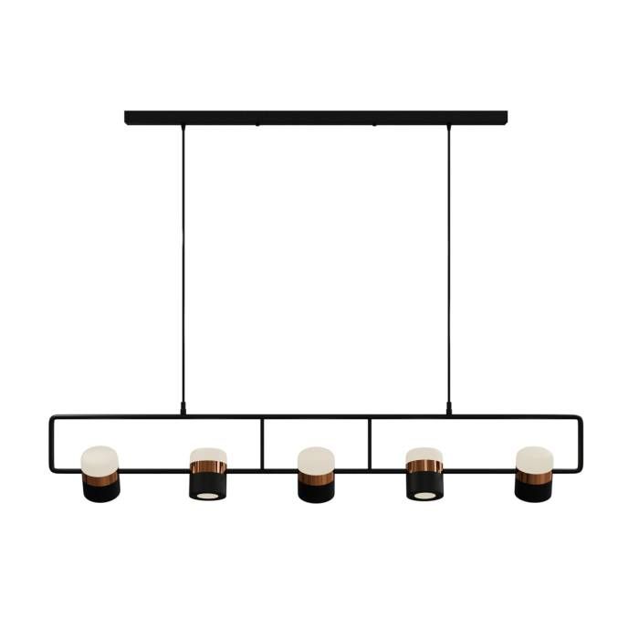Светильник подвесной 110*20-200 см, 5*LED*6W, 3000-6000K, Lightera Rudolf LE114L-5B SMART, Черный