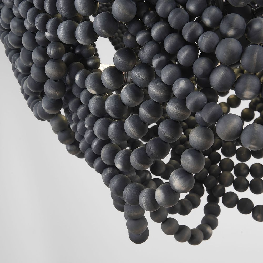 Подвесная люстра Amelia Wood Bead Chandelier 60*60*71 см, 5*E14*40W, ImperiumLoft 40.2125, Чёрный, Коричневый